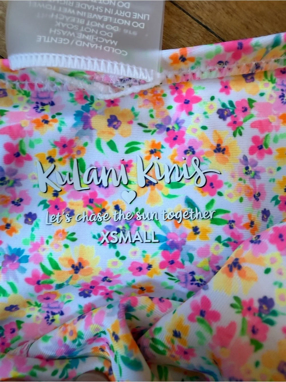 Kulani Kinis Floral Bikini Set in White with Pink, Yellow & Green